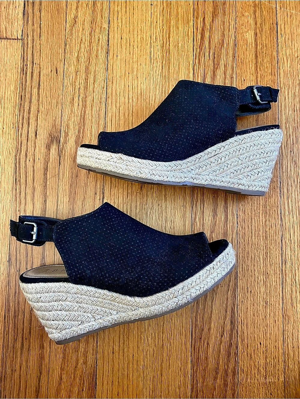 ESPRIT Regine Black & Beige Wedge Sandals US 6.5